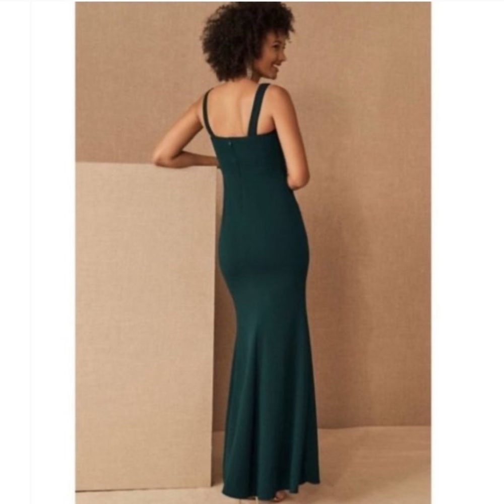 BHLDN green long dress with slit - Picture 3 of 9
